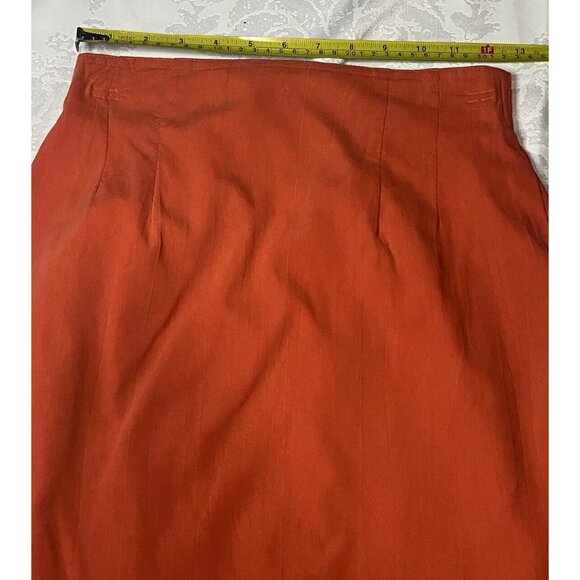 Vintage Cache Orange Rayon Size 4 Pencil Mini Skirt Elastic Waist Zip Holiday - Picture 6 of 10